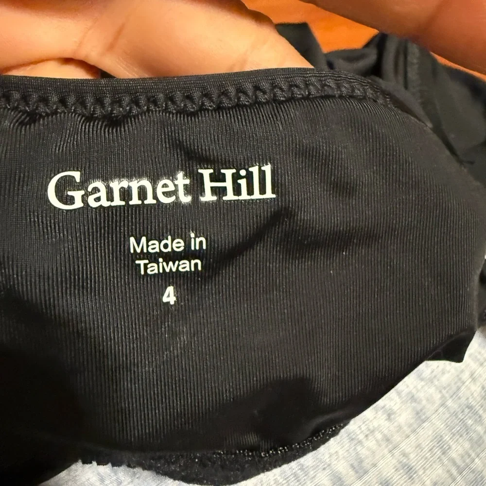 Garnet Hill Black Ruched One-Piece Swimsuit